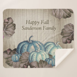 Manta Sherpa Otoño Caída Calabaza Azul Rústica Mera Gris Rústic