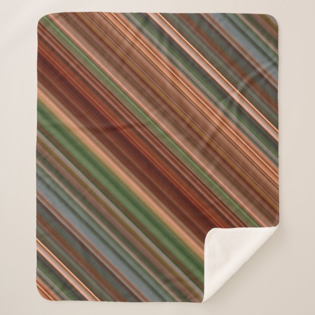 Manta Sherpa Otoño Moda Baldcypress, Peach y Green Stripe (Anverso)