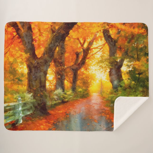 Manta Sherpa Otoño/otoño/hojas/naturaleza (Anverso (horizontal))