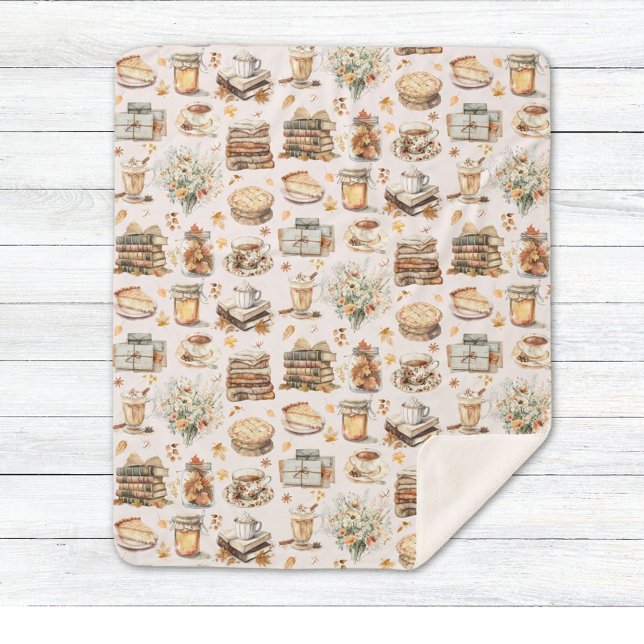 Manta Sherpa Otoño Patrón Estético Esencial Favorito (Close up)