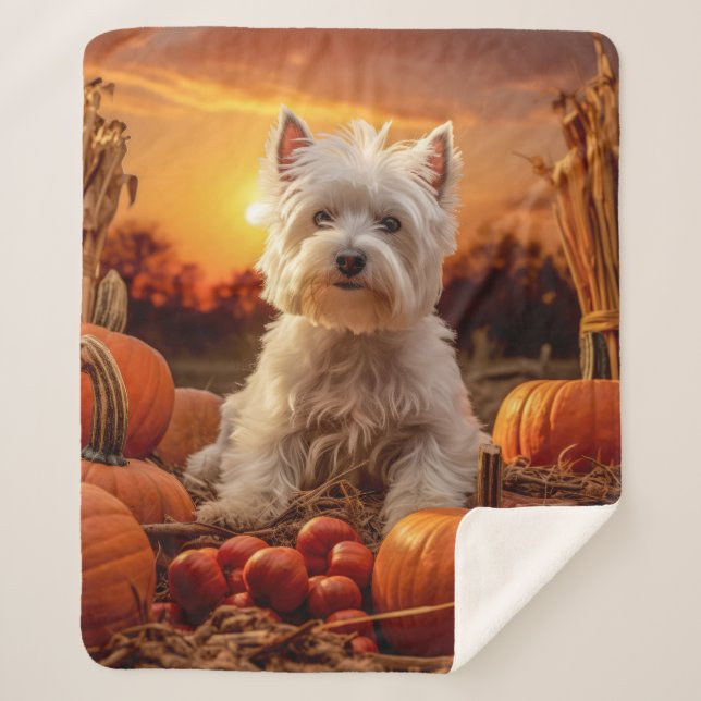 Manta Sherpa Otoño Westie (Anverso)