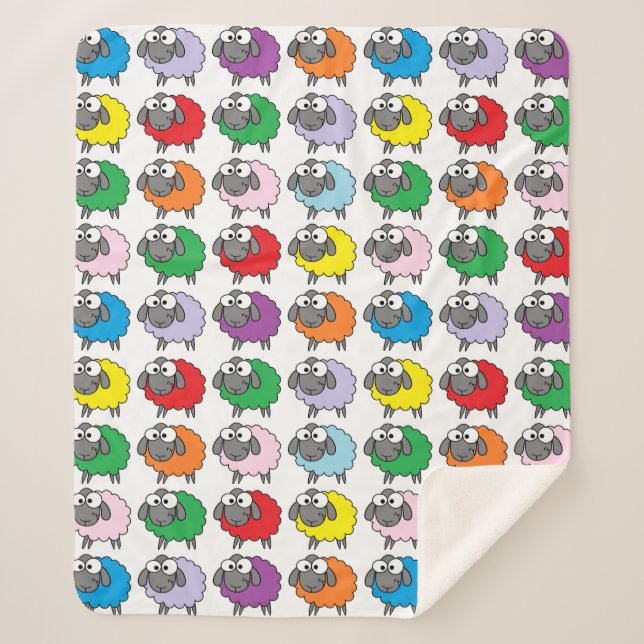 Manta Sherpa Oveja arcoiris Personalizado divertida (Anverso)