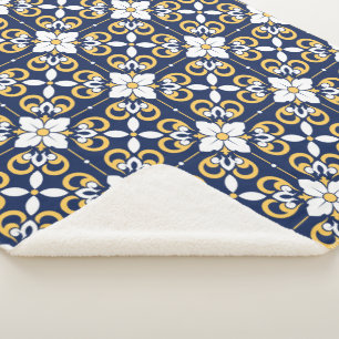 Manta Sherpa Oveja decorativa de azulejos geométricos de oro az