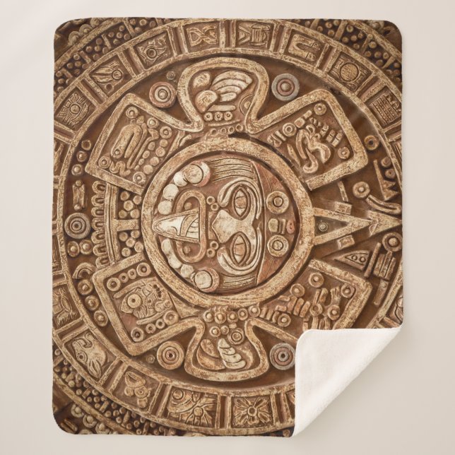 Manta Sherpa Pagan tribal maya: Textura ornamental (Anverso)