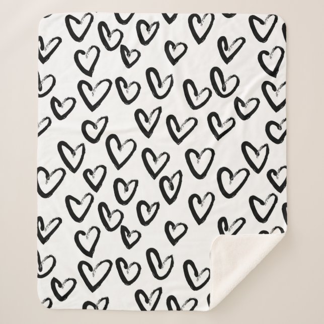 Manta Sherpa Paint Stroke Heart Pattern (Anverso)