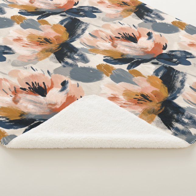 Manta Sherpa Painterly Floral Botanical Sherpa Blanket (3/4)
