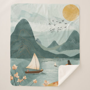 Manta Sherpa Paisaje abstracto de Boho (11)