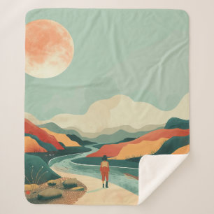 Manta Sherpa Paisaje abstracto de Boho (14)