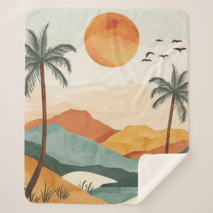 Manta Sherpa Paisaje abstracto de Boho (16)