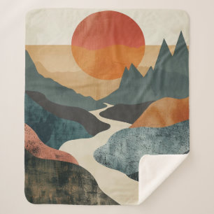 Manta Sherpa Paisaje abstracto de Boho (5)