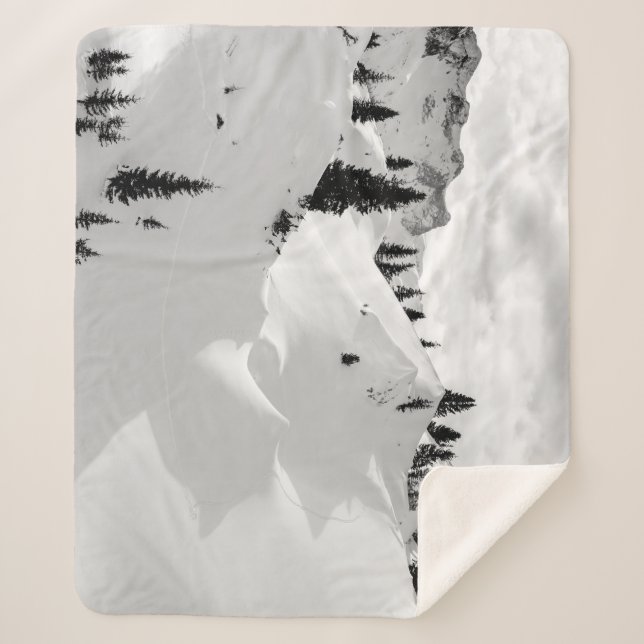 Manta Sherpa Paisaje alpino: Montañas nevadas de árboles frutal (Anverso)