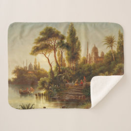 Manta Sherpa Paisaje asiático a la luz de la noche (arte de la 