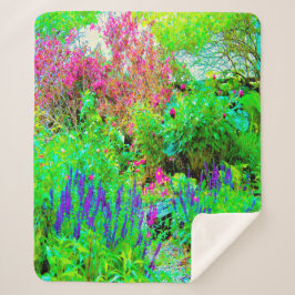 Manta Sherpa Paisaje de Green Spring Garden con peonies