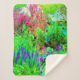 Manta Sherpa Paisaje de Green Spring Garden con peonies