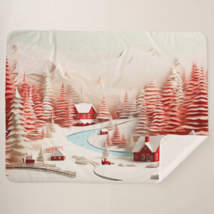 Manta Sherpa Paisaje de invierno escandinavo en 3D