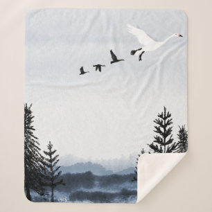 Manta Sherpa Paisaje de invierno surrealista 