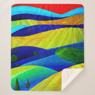 Manta Sherpa Paisaje de las colinas Rainbow Fantasy Hills