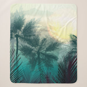 Manta Sherpa Paisaje de selva tropical con palmeras y hojas