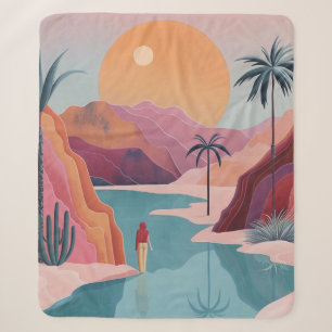 Manta Sherpa Paisaje del oasis celestial de terracota turquesa