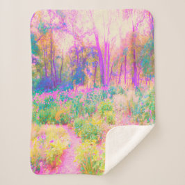 Manta Sherpa Paisaje iluminado en los jardines rosados y corale