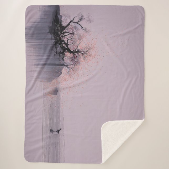 Manta Sherpa Paisaje minimalista de Zen (Anverso)