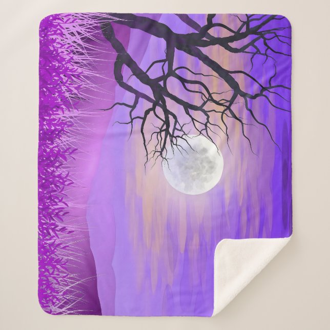 Manta Sherpa Paisaje natural con fondo púrpura (Anverso)