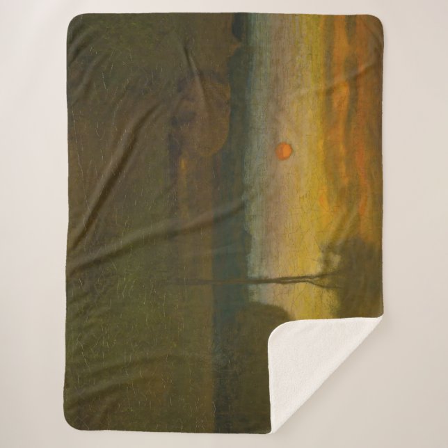 Manta Sherpa Paisaje nocturno de George Inness (1889) (Anverso)