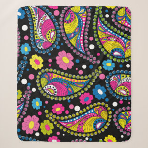 Manta Sherpa Paisley de estilo tribal, patrón étnico sin fisura