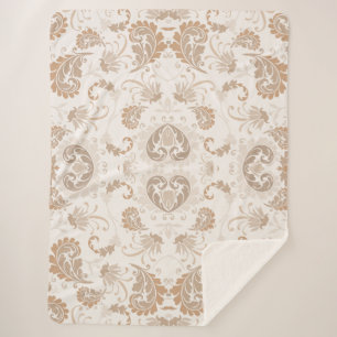 Manta Sherpa Paisley en beige estética moderna Tan Brown