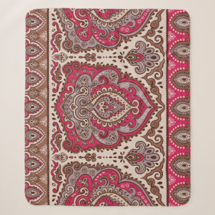 Manta Sherpa Paisley floral india, patrón de mandala étnica.
