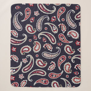 Manta Sherpa Paisley tradicional india, patrón marino.