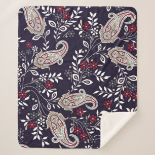 Manta Sherpa Paisley tradicional india, patrón sin fisuras.