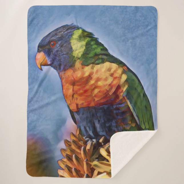 Manta Sherpa Pájaro lorikeet parrot (Anverso)