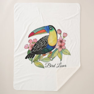 Manta Sherpa Pájaro Turco Acuático Con Flores