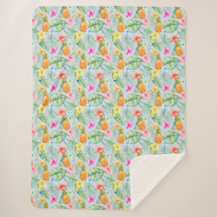 Manta Sherpa Pájaros Tropicales Floral