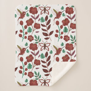 Manta Sherpa Pájaros y mariposas sin soldadura florales