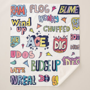 Manta Sherpa Palabras del doodle de la jerga popular en inglés