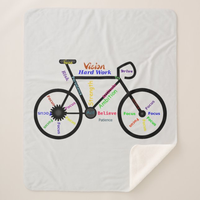 Manta Sherpa Palabras Inspiradoras de motivación en bicicleta (Anverso)