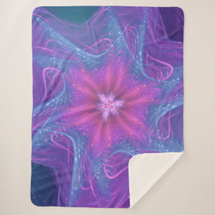Manta Sherpa Paleta de cian delgada y fractal Sherpa Blanket