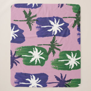 Manta Sherpa Palm pintada, verde azul marino.