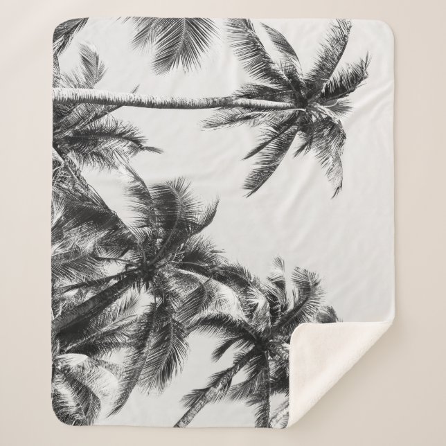 Manta Sherpa Palm Tree Leaf Black White (Anverso)