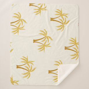 Manta Sherpa Palmeras de Oro: Textil Tropical.