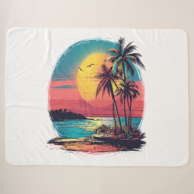 Manta Sherpa Palmeras y playa (Anverso (horizontal))
