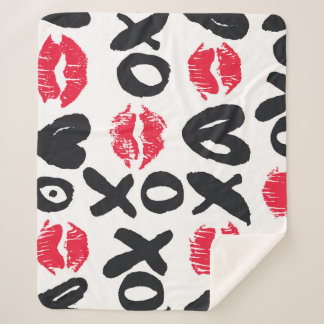 Manta Sherpa Palo de labios besa el corazón el fondo sin proble