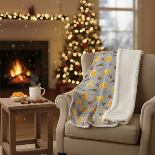 Manta Sherpa Pan de Jengibre Escandinavo y Cítricos Navideños