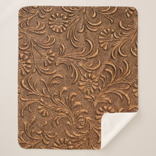 Manta Sherpa panel floral grabado en relieve, cobre