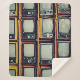 Manta Sherpa Pantalla en blanco de la vieja retro de televisión