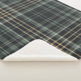 Manta Sherpa Pañuelo de cuadros crema verde oscuro