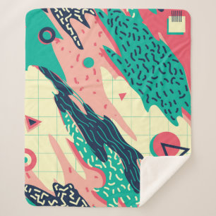 Manta Sherpa Papel de escritorio geométrico Retro Trendy Memphi