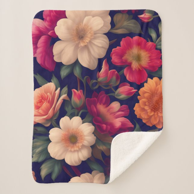 Manta Sherpa Papel de pared con motivos florales (Anverso)